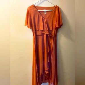 ASOS midi hi lo faux wrap dress butterfly sleeve